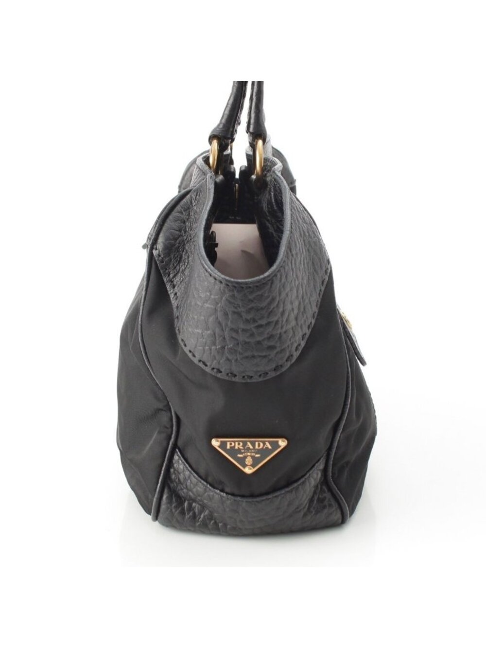Prada Leather Nylon Trim Handbag Black - Picture 4 of 10